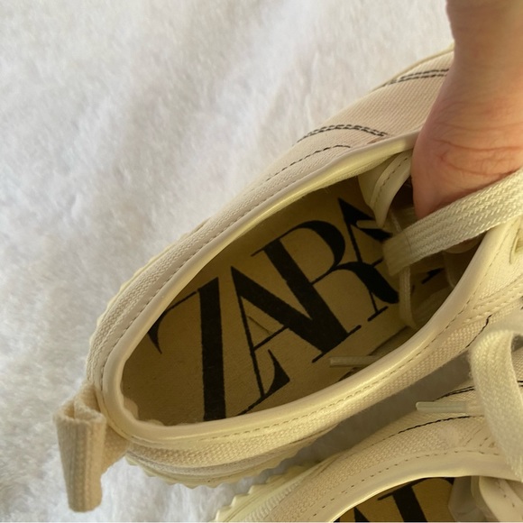 Zara Off White Canvas Aesthetic Sneakers - Picture 5 of 8